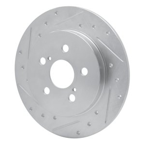 Lexus CT200H Brake Rotor (1) - Rear Left - R1 Concepts - Drilled & Slotted - Silver - `09-`24